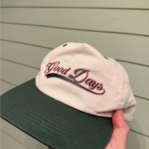 Good Days Embroidered Two-Tone Cap - Light Pink & Forest Green